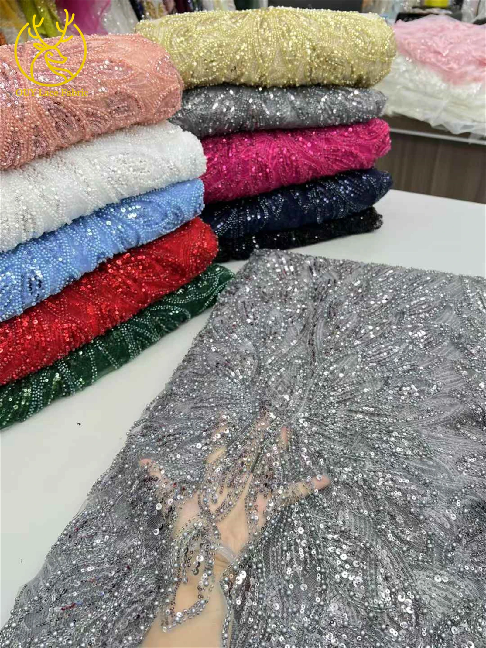 الموضة الأفريقية مطرز أقمشة الدانتيل 2025 تول الدانتيل الفرنسية النيجيري العريس الترتر أقمشة الدانتيل لخياطة فستان حفلات الزفاف