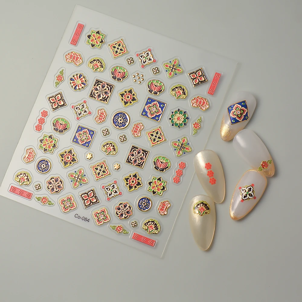 Laser Nail Sticker 3D Holographic Custom Pattern Nail Decals Self-adhesive Sliders For Nails CO-064