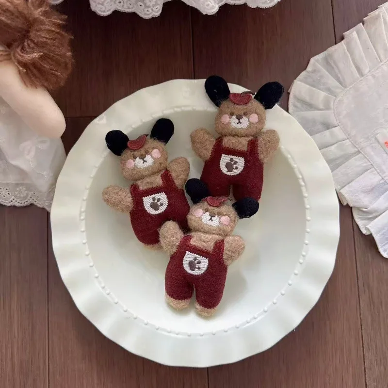 

Cute Stuffed Wool Felt Teddy Bear Pendant for Hat Scarf Bag DIY Handmade Embellishment Premium Lightweight