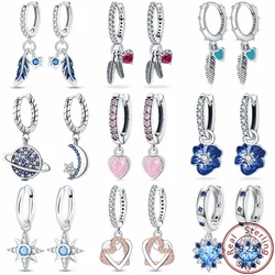 Boucles d'oreilles en argent regardé 925 véritable pour femme, étoile, lune, forme de U, cerceau, fête de mariage, petite amie, cadeau d'anniversaire, offre spéciale