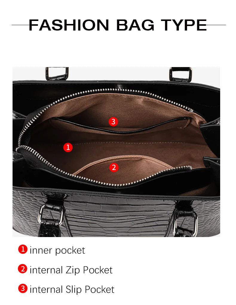 Aidani Echtleder Luxuriöse Handtasche mit Krokodilmuster für Damen, 2026 Neue Schwarze Hochwertige Große Tragetasche – Detail 5