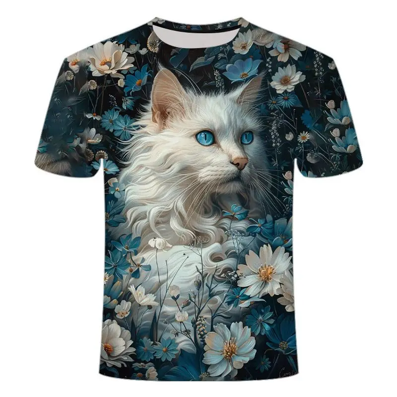 I vestiti estivi più venduti Serie di gatti creatività stampata in 3D con simpatici modelli di animali Maglietta per bambini Camicie da uomo T-shirt da donna