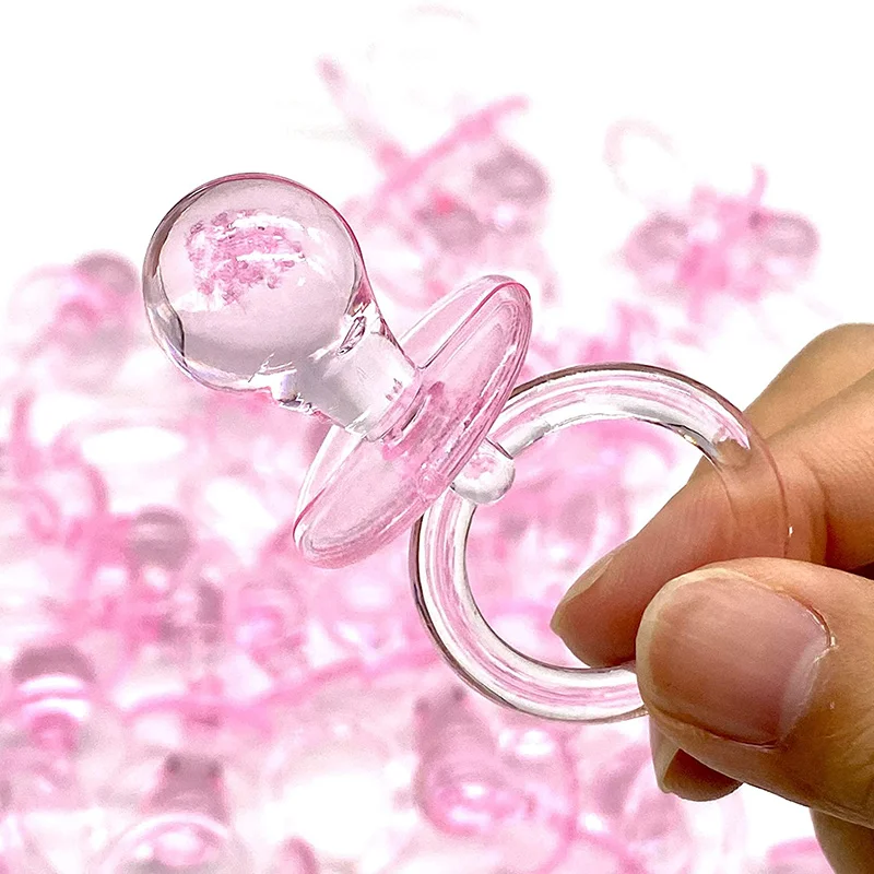 20/50/100pcs Mini Acrylic Nipple Transparent Plastic Pacifier Pendant Baby Shower Gender Reveal Birthday Wedding Game Decor