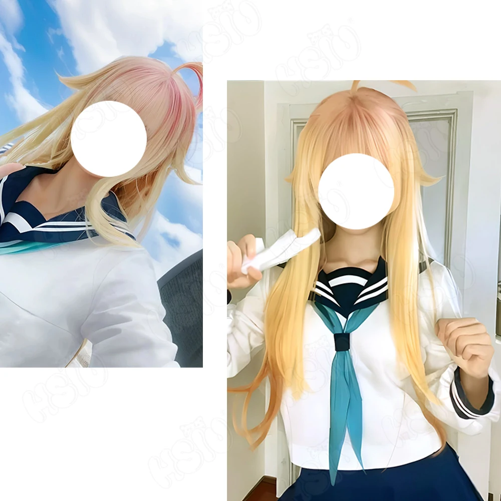 Koshi Torako peruka do cosplay peruka syntetyczna z włókna 「HSIU 」 pomarańczowy gradient żółta długa peruka Anime mój przyjaciel jelenia Nokotan