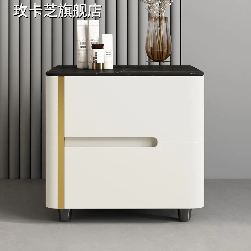 Solid wood slate paint cream wind bedside table simple modern installation-free bedroom mini small storage cabinet