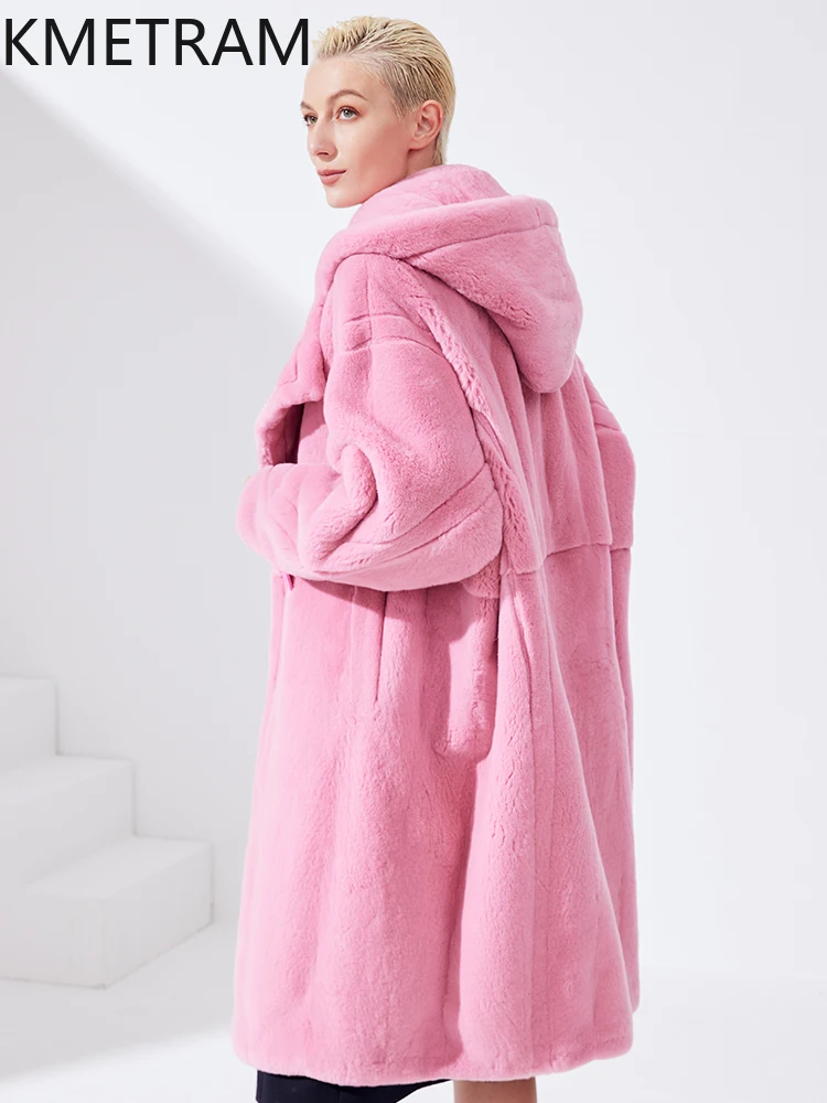 100% Natural Mink Fur Jacket Woman High Quality Long Real Fur Coat with Hood Fashion Winter Coats Women Clothing 2025 Fourrure