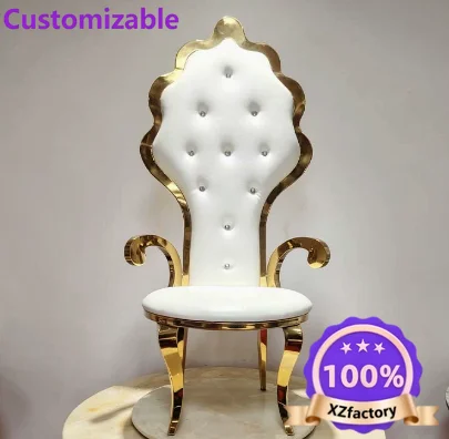Top Rated Diamond Buckle High Back Wedding Site Bride Groom Sofa Queen Chair