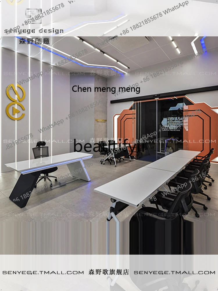 Company desk single sense of technology design sense boss desk straight row customizationH