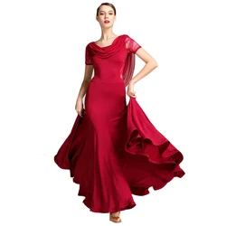 Ballroom Dance Competition Dress Performance Standrad Modern Practice  Costumes  For  Women  Short Sleeve Waltz  Dancing Clothes