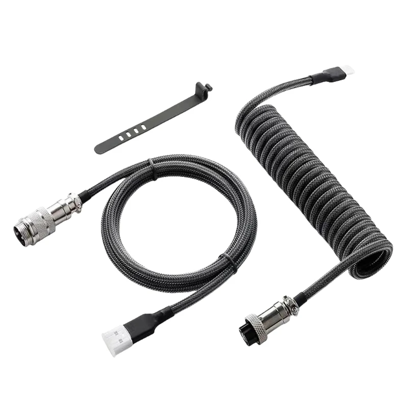 Câble enroulé USB haute performance pour claviers de jeu, fiches d'aviation en métal, câble de clavier mécanique 180cm/70.87 pouces
