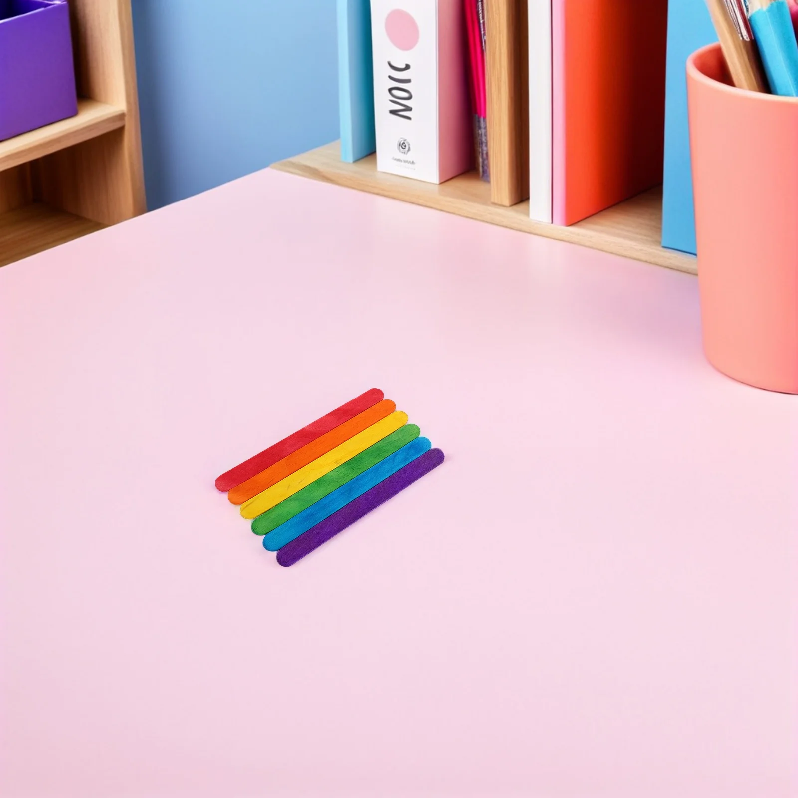 500 Stück farbige Holz-Bastelstäbe, 114 x 10 x 2 mm, Eis am Stiel, flache Stangen, DIY-Kuchen-Pop-Dessertstäbe, Klassenzimmer-Kunstbedarf, Kinderhandwerk