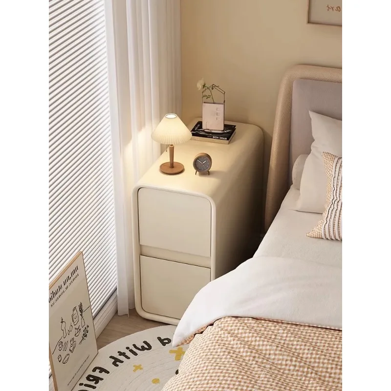 

Extremely narrow bedside table, cream style, narrow bedside cabinet, ultra narrow bedroom storage cabinet, crevice style