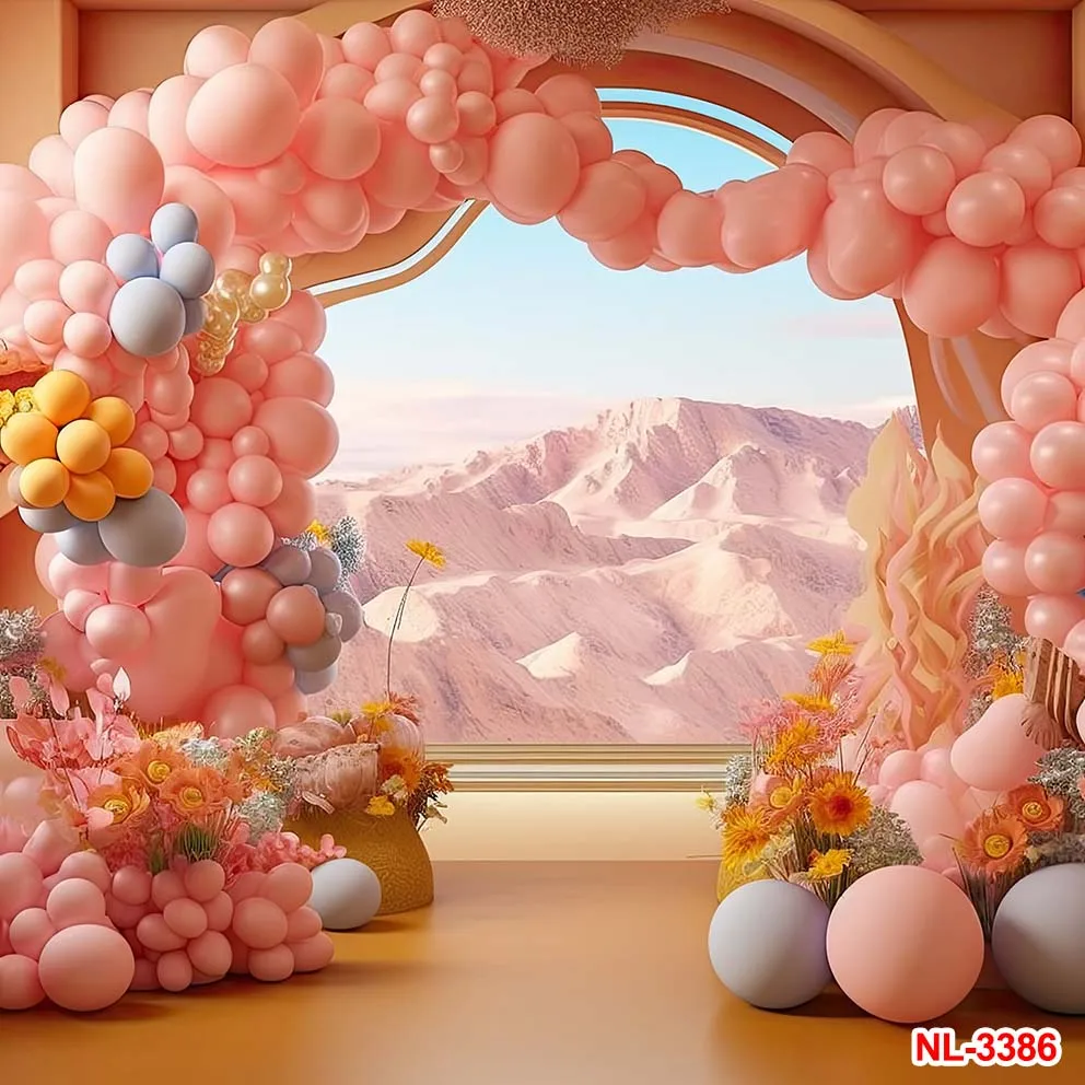 Globos de flores con forma de arco, Fondo de Ceremonia de boda, cumpleaños, primera fiesta, rosa, azul, fotografía, decoración de Baby Shower