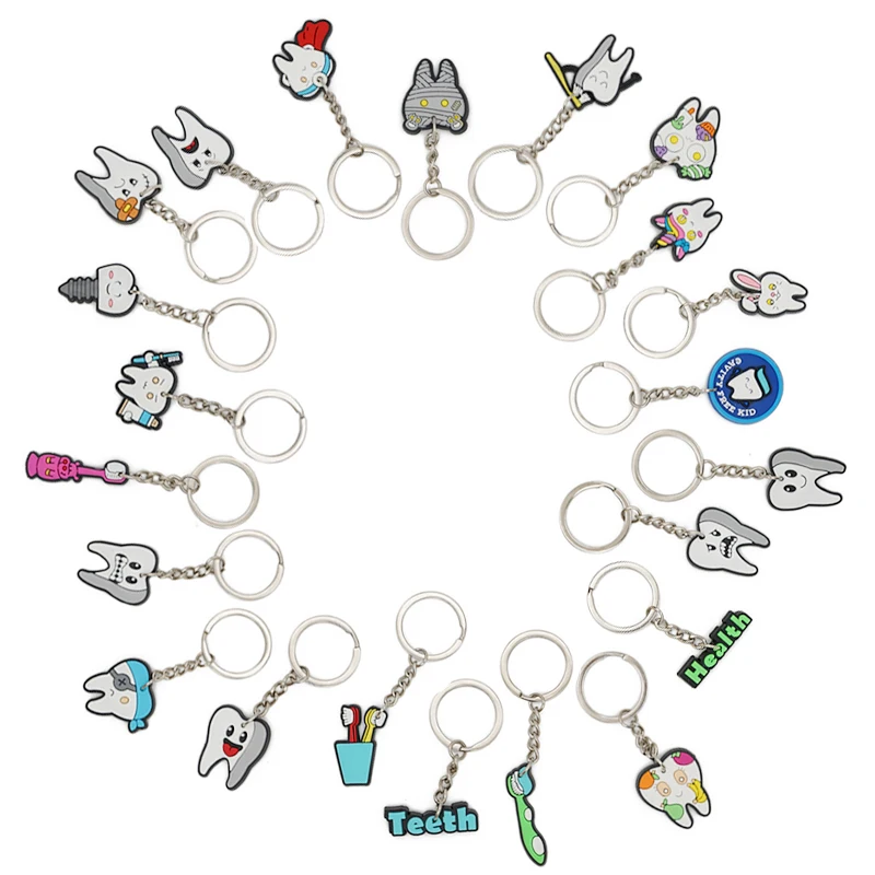 5pcs Teeth Shape Key Chain Cute Dental Gift Creative Teeth Keychain Dentist Decoration Key Chains  Dentistry Clinic Gift