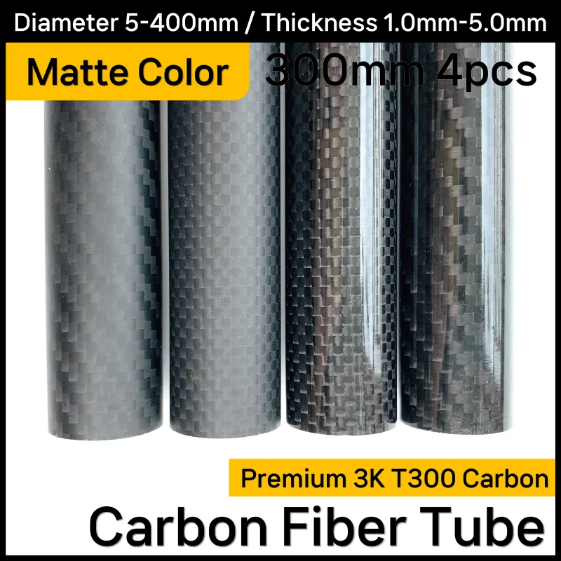 300mm Carbon Fiber Tube Pipe for RC Helicopter Airplane Parts OD 10mm 16mm 20mm 22mm 24mm 26mm 30mm Hardness Composite Material