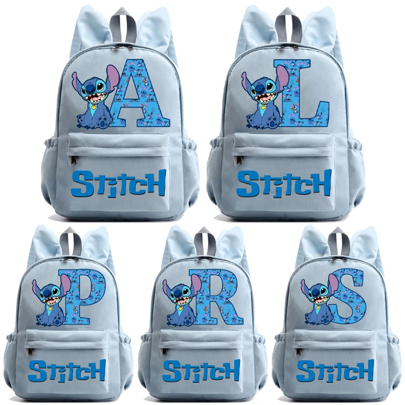 Mochila con estampado de letras de dibujos animados para niños, mochilas escolares de gran capacidad, regalos de cumpleaños, Stitch, Disney, nuevo