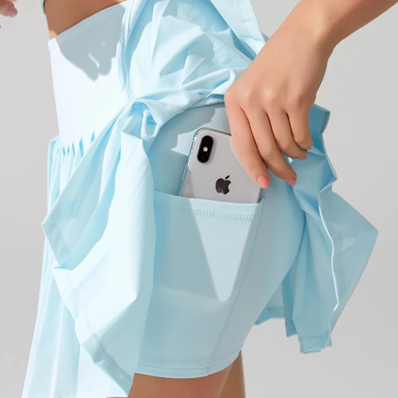 Women's High Waist Pleated Tennis Skirt with Built-in Shorts & Pocket A-line Workout Golf Skirts Tennis Skort Casual Mini Skirts