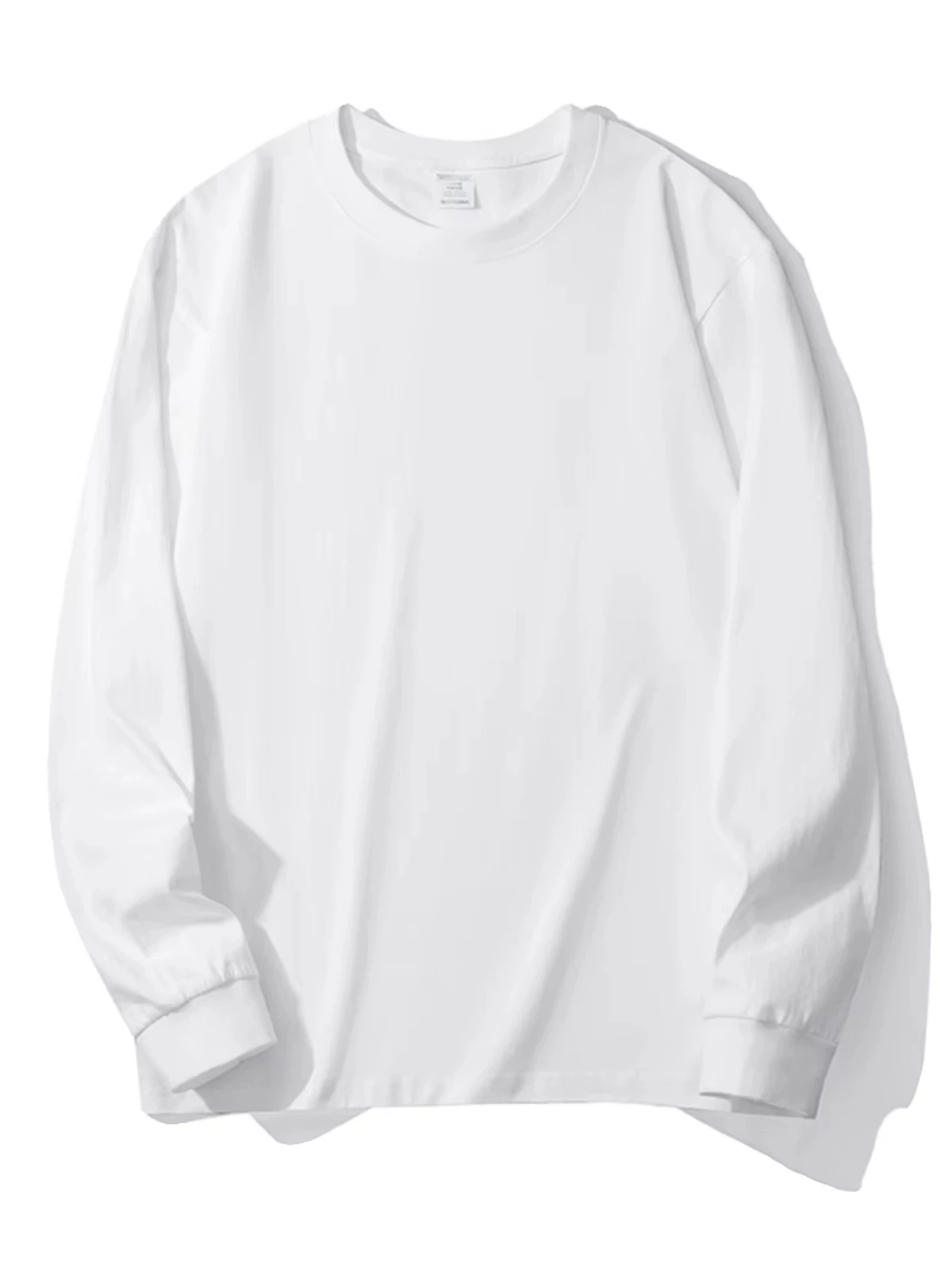 Heavyweight Pure Cotton Long Sleeve Loose Fit White T-Shirt Men Women Base Layer Shirt Thickened Underwear Casual Top