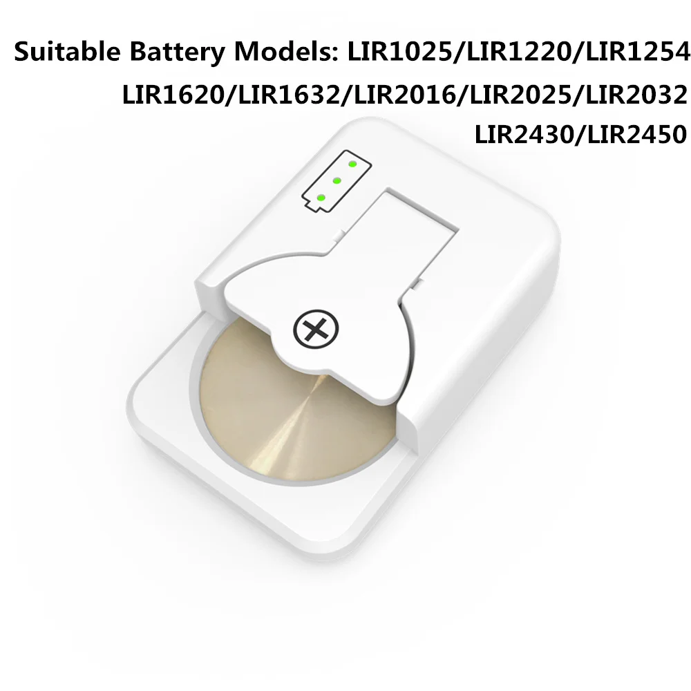 Elough-Knopf Ladegerät für LIR1025/1220/1254/1620/1632/2016/2025/2032/2430/2450 Münze Lithium-Batterien Typ C Ladegerät