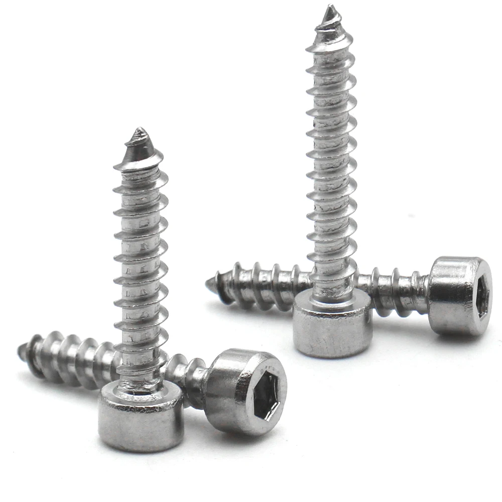 100/50/25/10 pz 304 In Acciaio Inox M1.7 M2 M2.3 M2.6 M3 M3.5 M4 M5 M6 M8 Esagono Incassato Testa Autofilettante viti a brugola