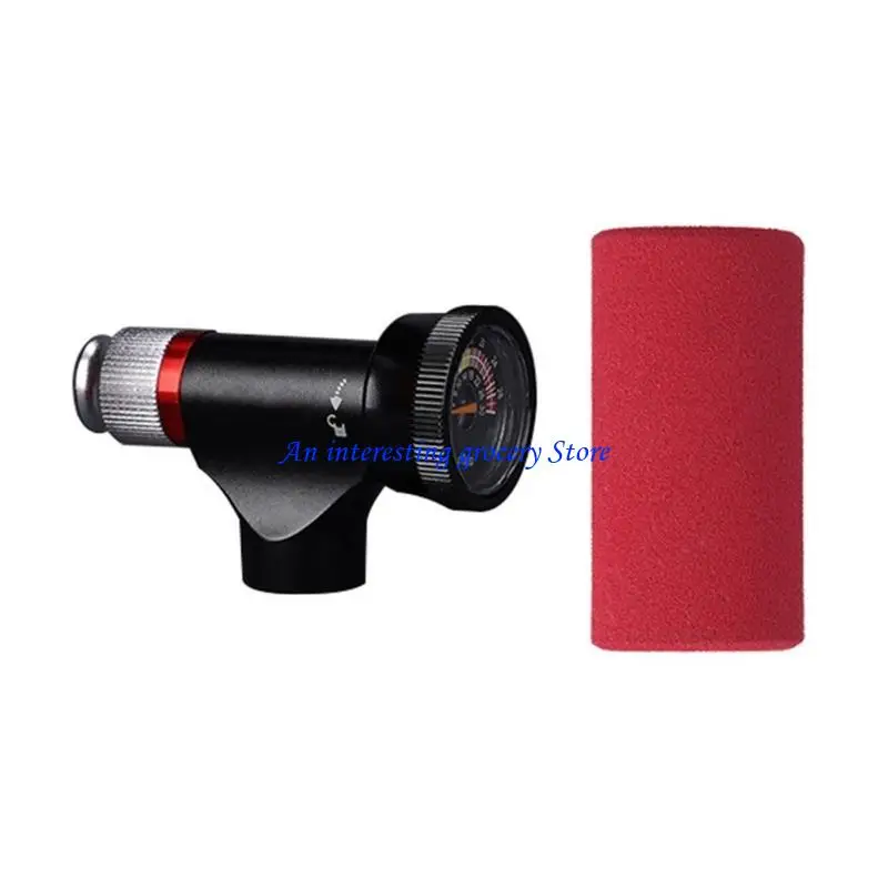 652D Mountain Bike CO2 Inflator Head With Gauge Quick Pumping Bicycles with Insulated Sleeve CO2 Bike Tire Inflator