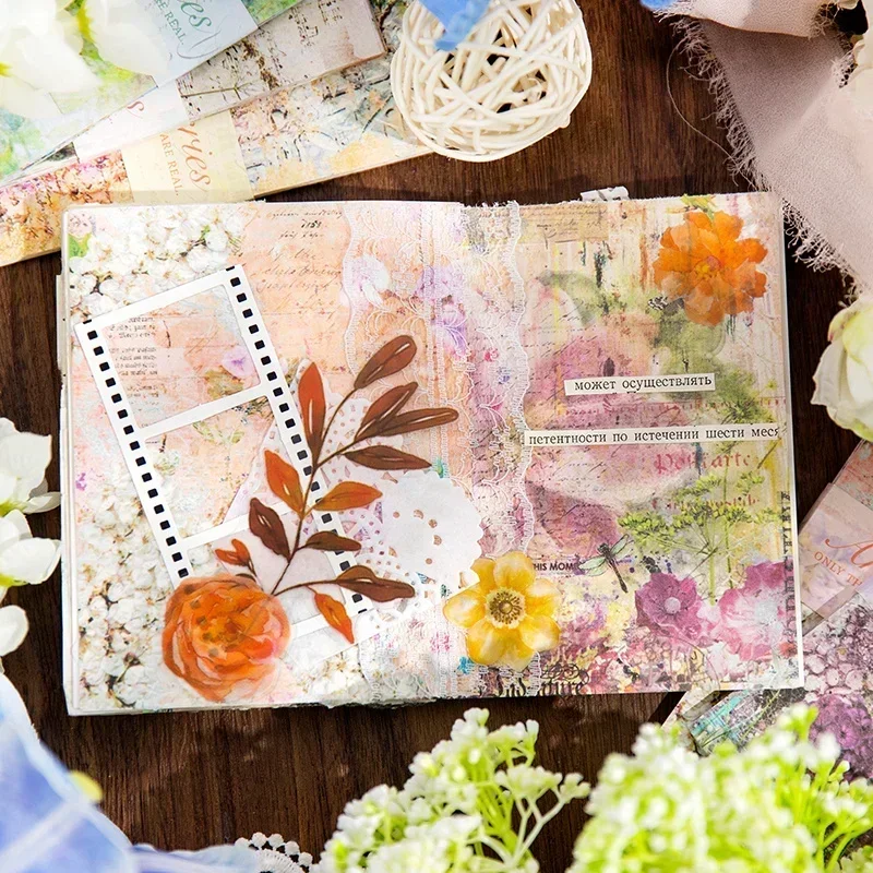 

30Sheets Romance Bottoming Material Paper Collage Autumn Writing Wildflower Poster Notebooks Decoration Scrapbook 175*105MM