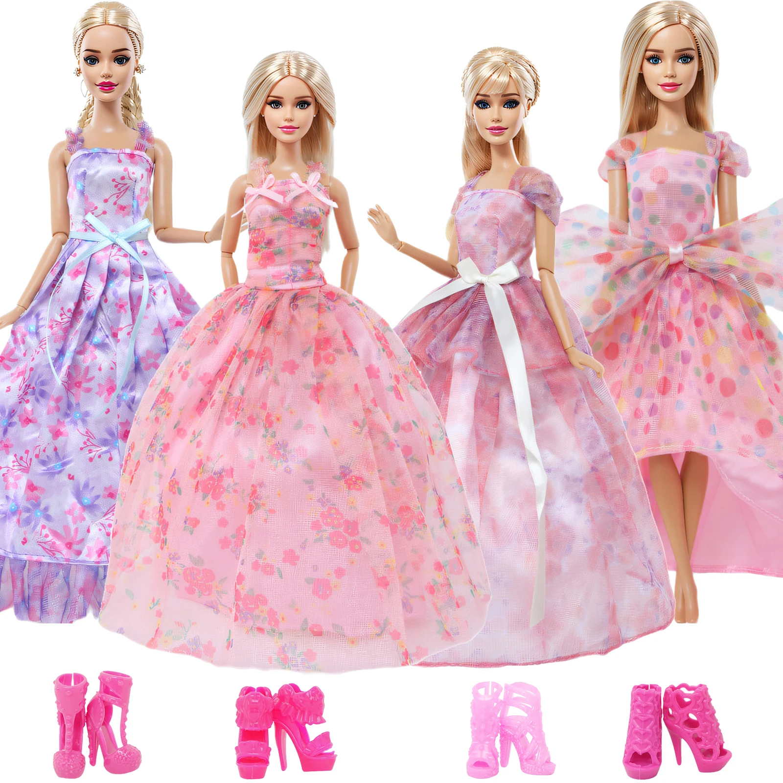 

Набор из 4/8 предметов: Праздничные платья для кукол 30 см, свадебное платье, наряд принцессы, юбка, туфли на высоком каблуке, одежда, аксессуары для кукол 11,5 дюймов, игрушка