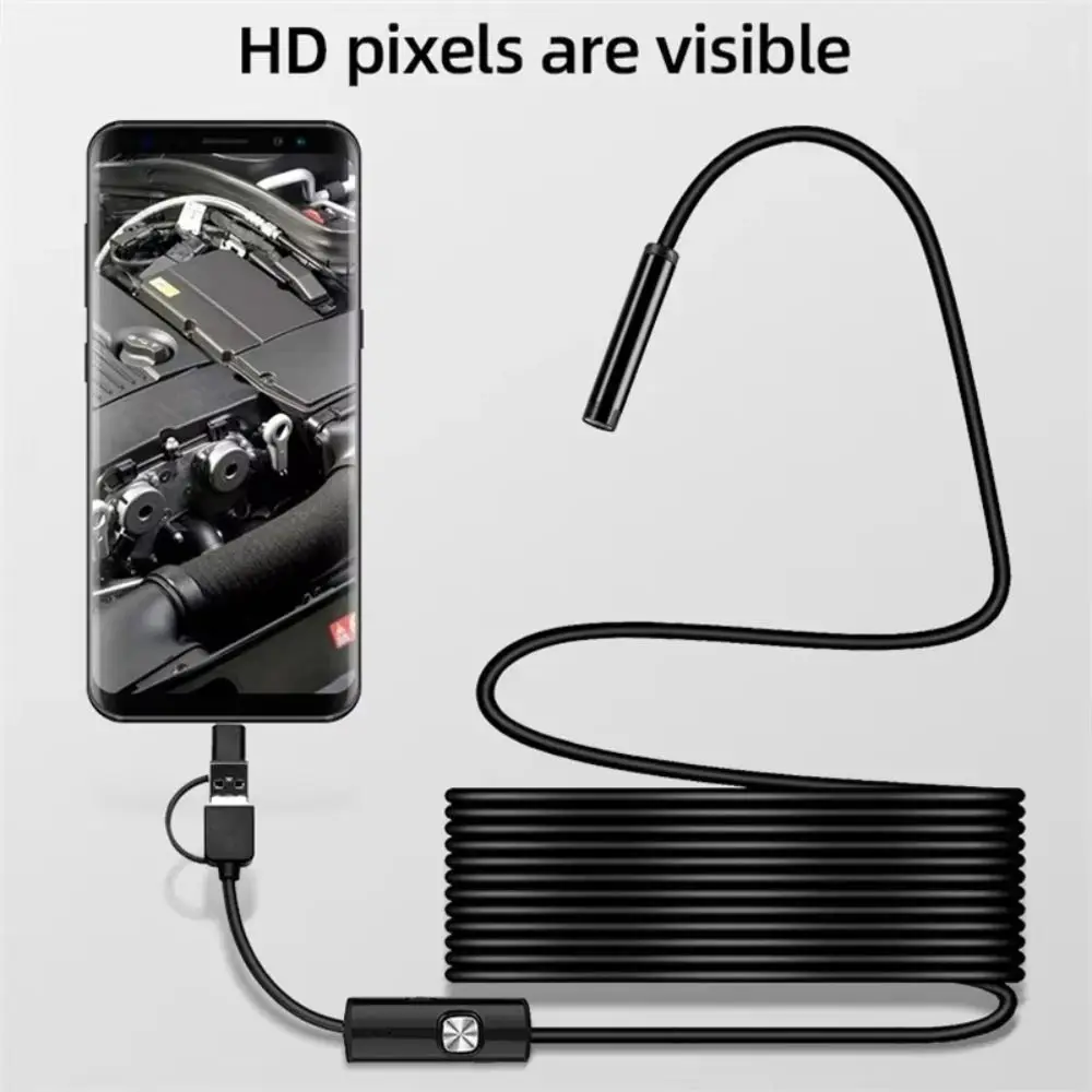 IP67 Waterproof Type-C Endoscope Camera 6 LED Lights Flexible Design Inspection Camera Video Recording Adjustable Brightness