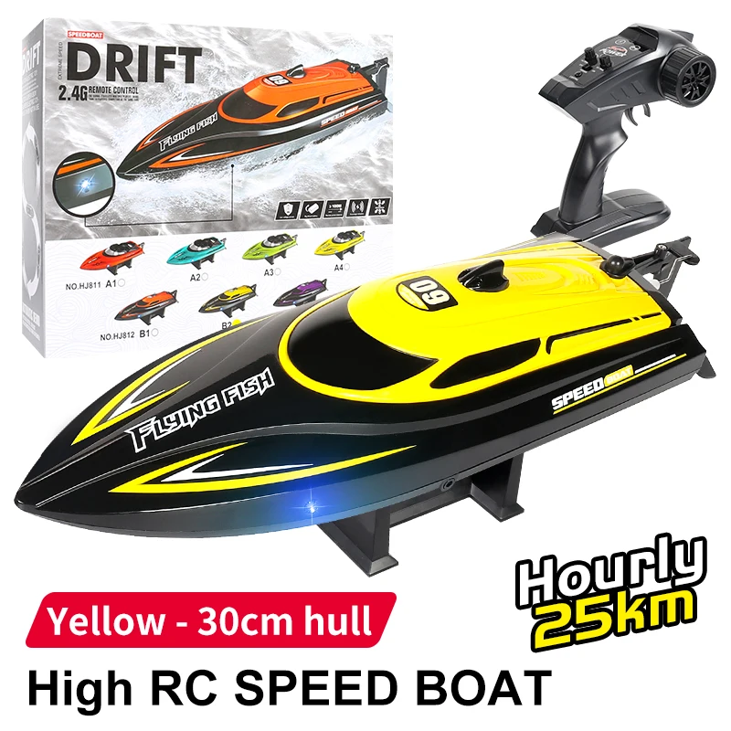 

HXJRC HJ812 RC Boat 2.4G 4CH 180 Flip Waterproof 25Km/h Remote Control Boat Lakes Pool Racing High SpeedBoat Toy Gift for Kids