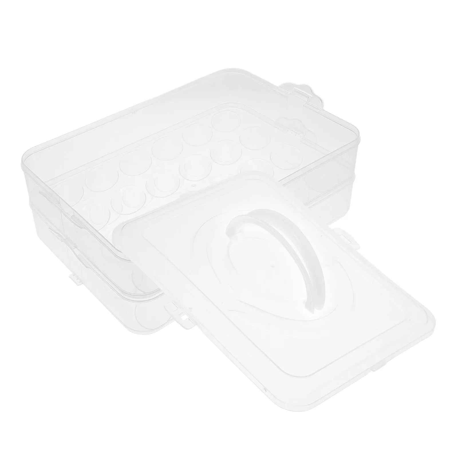 Double Layer Transparent Egg Tray Locking Lid Handle Stackable Egg Storage Container for 48 Eggs Thanksgiving