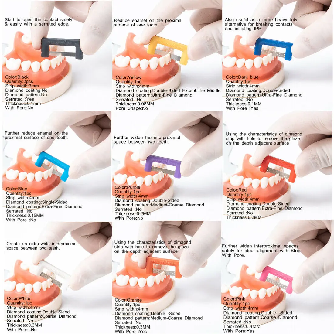 

10pcs IPR Stripping Easyinsmile Dental Orthodontic Interproximal Reduction Serrated Polish Tooth Enamel Reduce Saw Reuseable