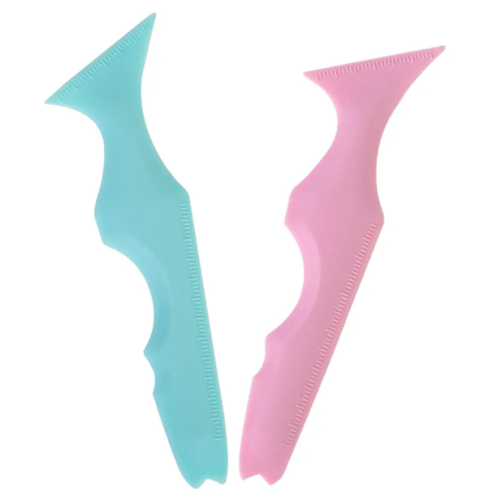 2Pcs Ergonomic Eyeliner Stencil Tool with Scale Assistance Quick Precise Eye Makeup Aid Lip Ruler Mascara Guide Silicone