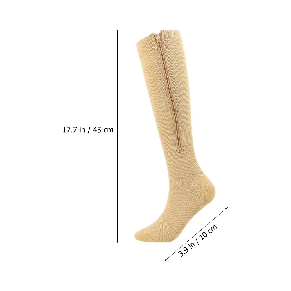 

1Pair Compression Socks Zippered Breathable Thermal Sports Stockings Outdoor Running Climbing Riding Calf Protection Socks
