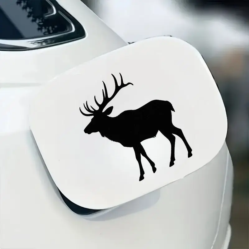 

Виниловая наклейка с силуэтом черно-белого оленя, водонепроницаемая самоклеящаяся наклейка для автомобильных окон