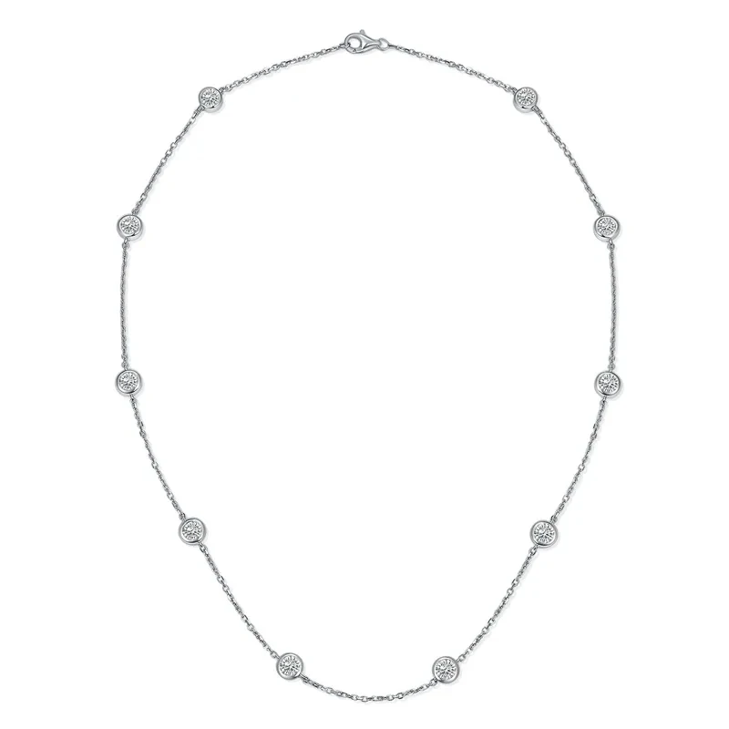 925 Sterling Silver VVS Moissanite Necklace 3ct round round Jewelry for Women for Wedding or Gift with GRA Certificate
