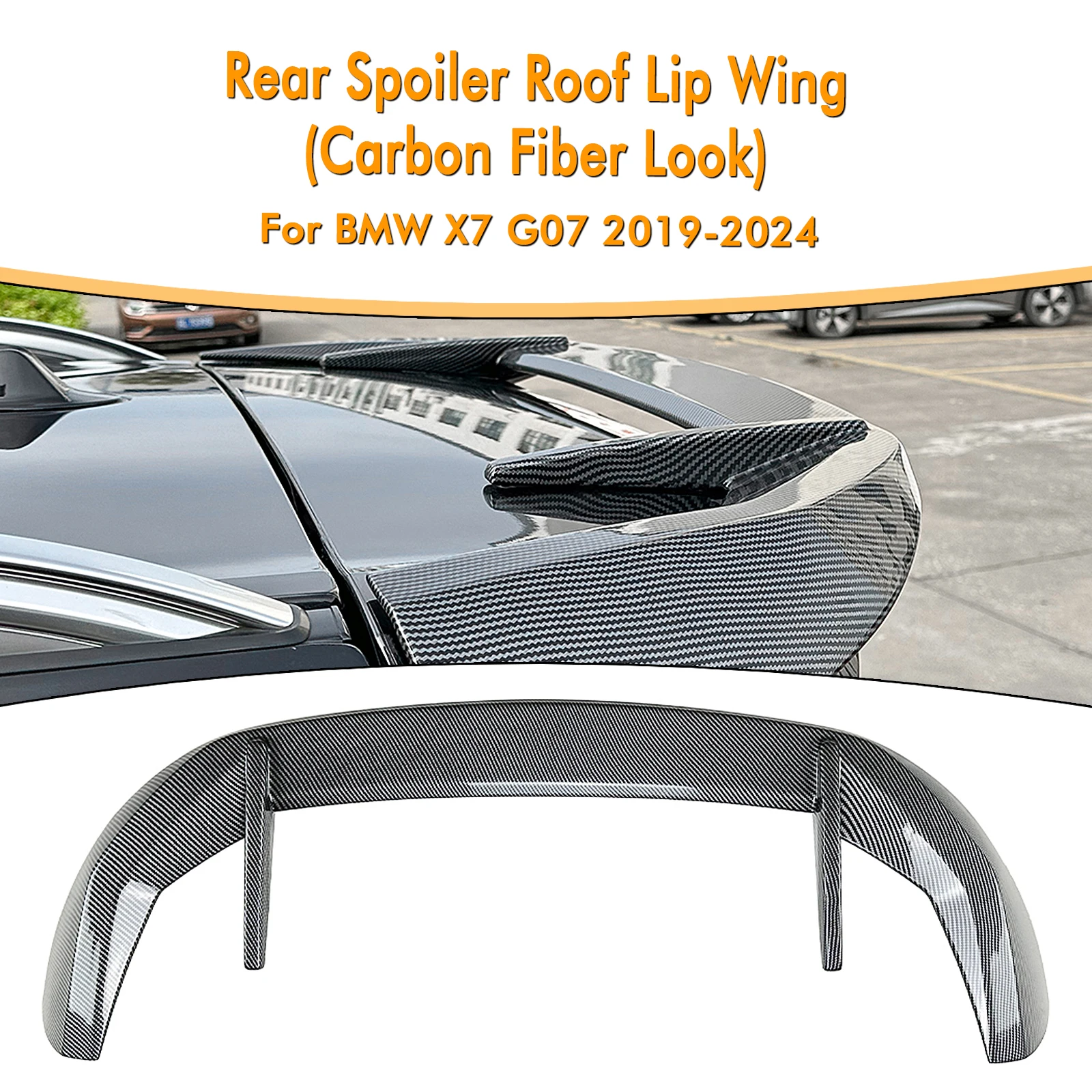 

For BMW X7 G07 2019-2024 Rear Trunk Lid Spoiler Wing Carbon Fiber Look/Gloss Black Tail Tailgate Splitter Lip