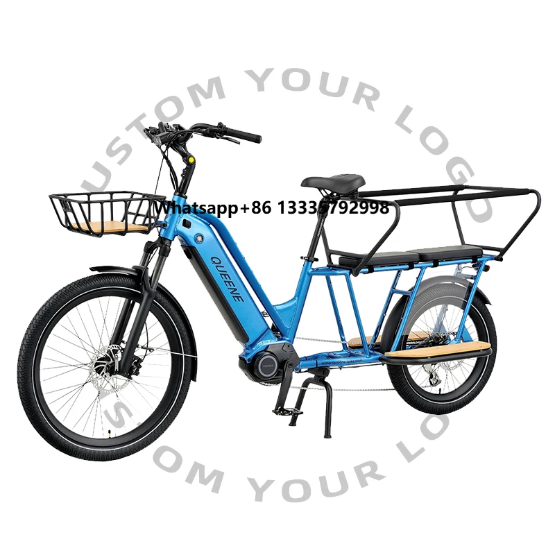 

Powerful Dual Battery Mid Drive Brushless Motor Ebike Electric Bike High Speed With Rear Rack Cargo