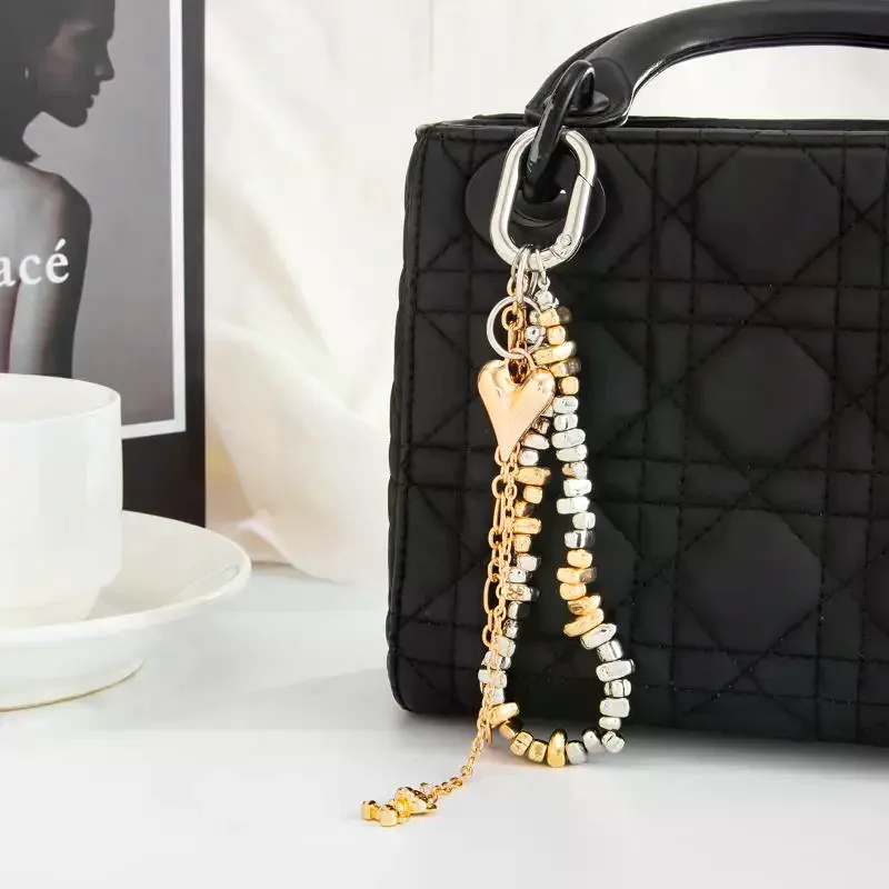 

Imitation Pearl Star Charm Pendant Keyring Ins Style Beaded Keychain Jewelry For Girl Women Gift Bag Decoration