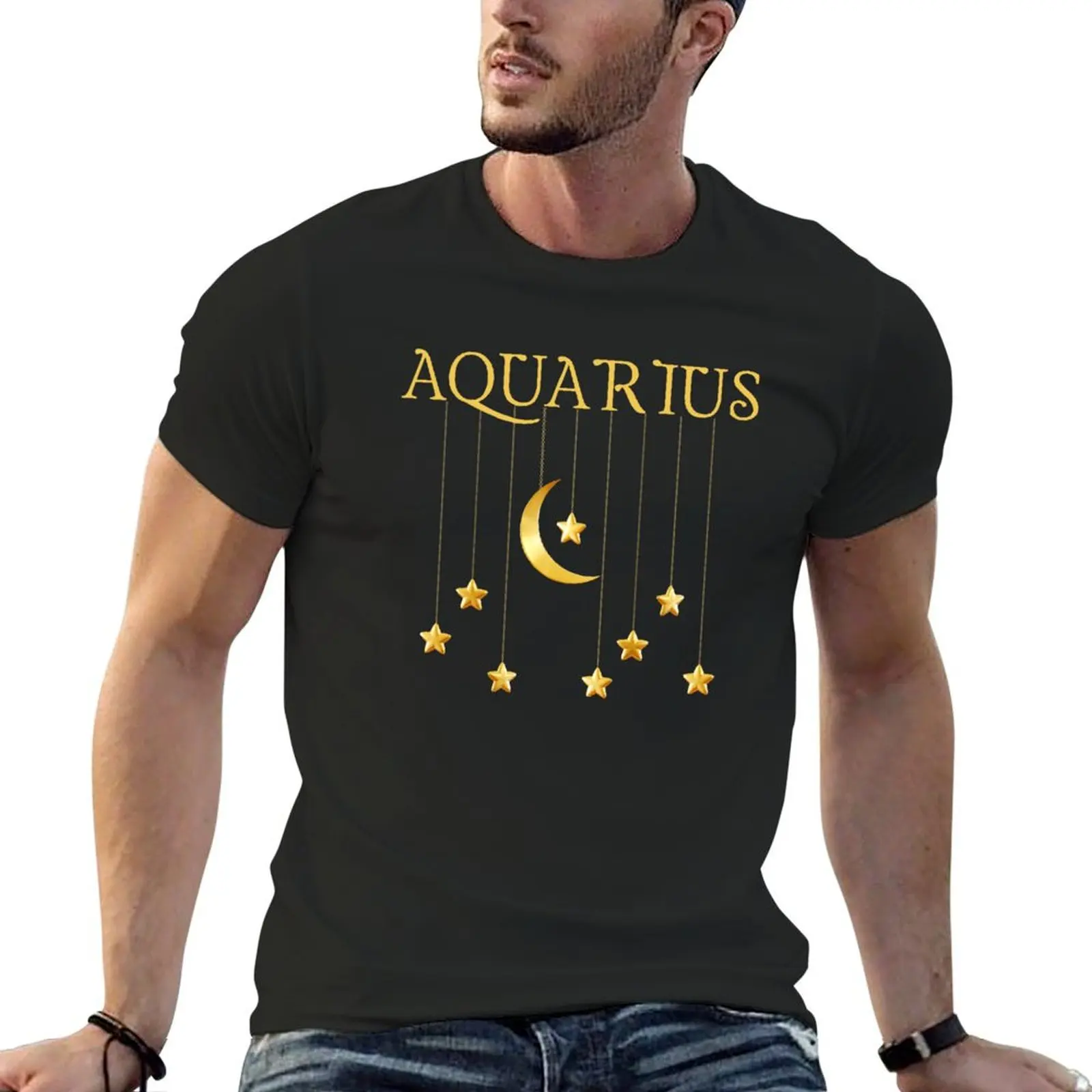

Aquarius Zodiac Sign with Stars T-Shirt oversizeds vintage t shirts street wear cute clothes mens t shirts casual stylish