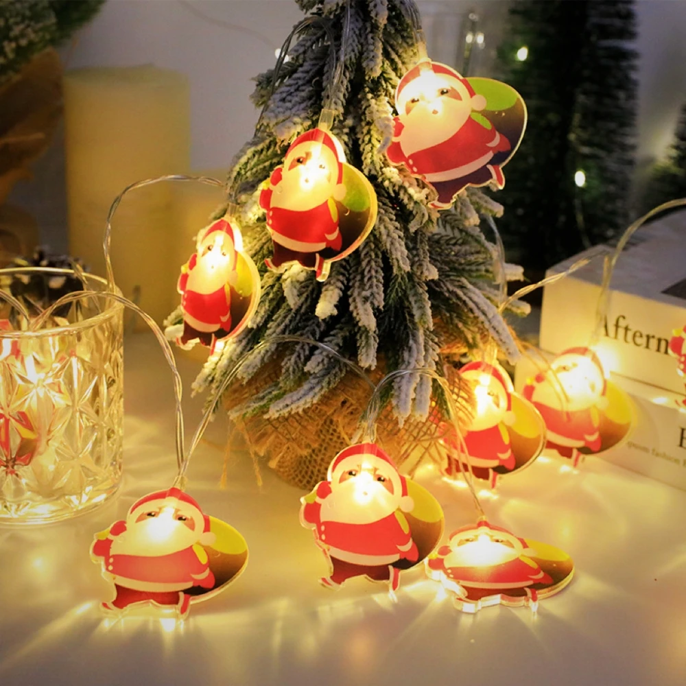 Luci natalizie a forma di Babbo Natale/pupazzo di neve/albero di Natale Ghirlanda a batteria Lucine a LED per decorazioni natalizie di Capodanno
