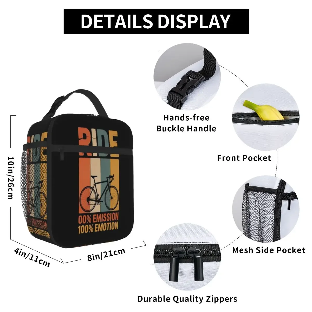 Hot Sale Ride Zero Emission One Hundred Percent Emotion Cycling Outdoor Style Shoulder Lunch Bag Airport Travel Lunch Tote