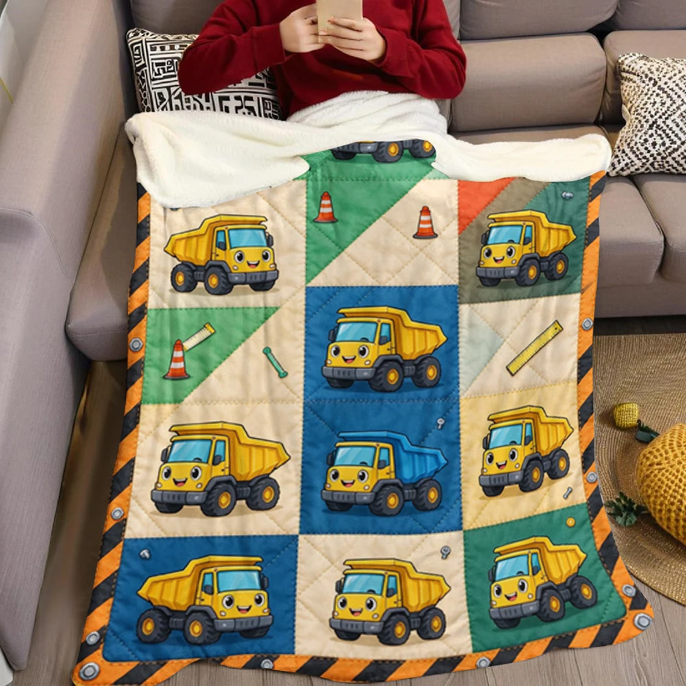 Yellow Dump Tool Bolt Grid Flannel Blanket Perfect for Sofa Office Bed Travel Sleep Read Relax Camping Four Season Use