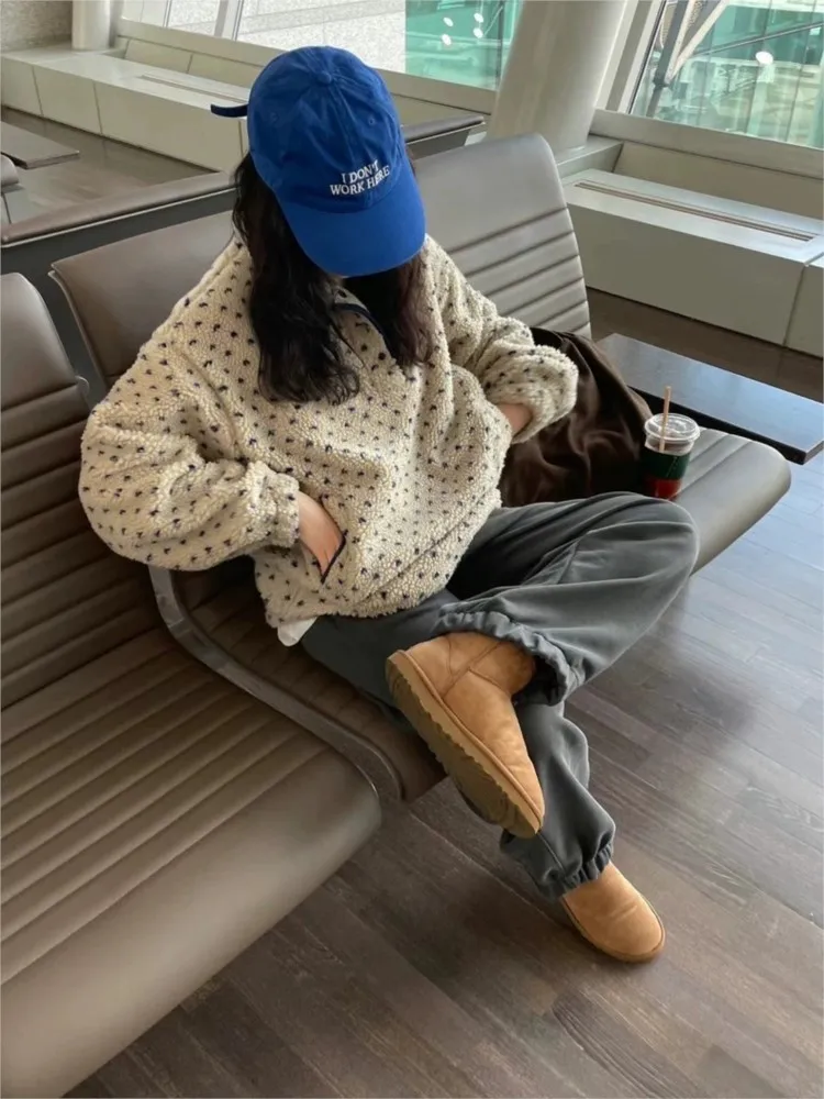 الخريف الشتاء امبسوول البلوز المرأة البولكا نقطة طباعة أزياء السيدات بلوزات الكورية نمط فضفاض امرأة البلوز