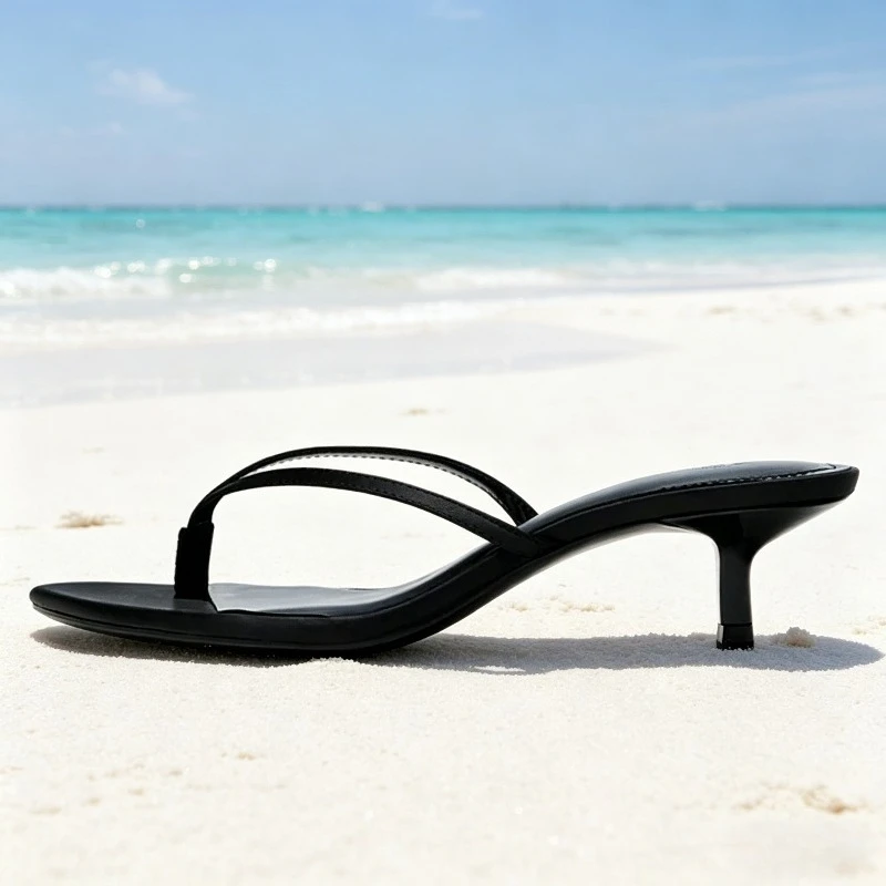 

Comfortable Satin Clip Toe Flip Flops for Women Fashion Kitten-Heel Design Slide Sandals Summer Vacation Beach Sandals Sandalias