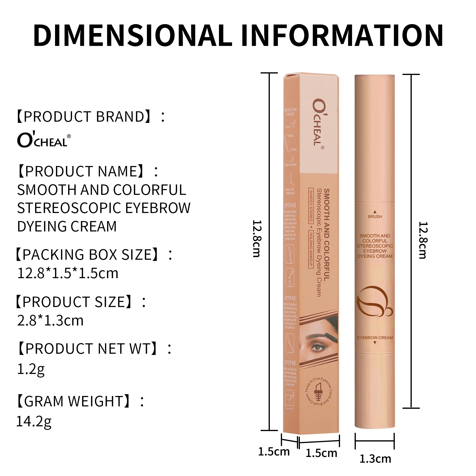 Crema para teñir cejas, 2 en 1 delineador de ojos, resistente al agua, 3 colores teñidos, sello de cejas de larga duración, pomada, Cosméticos de maquillaje