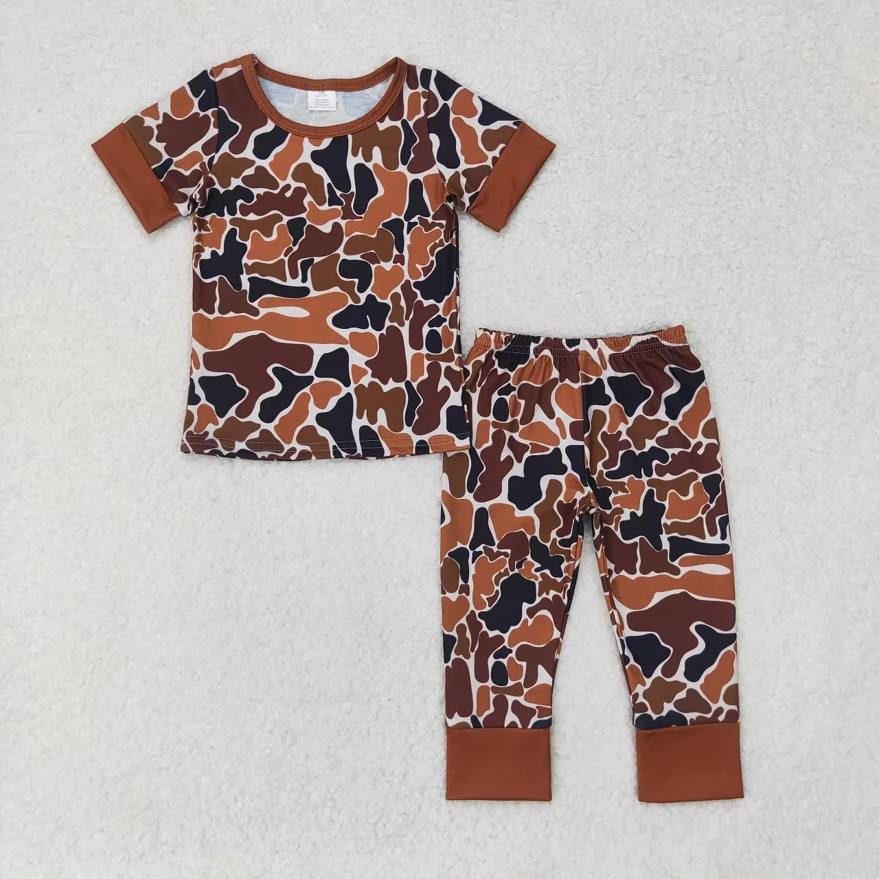 Wholesale Children Nightclothes Clothes Baby Boy Short Sleeves Camo Deer Tools Ducks Shirt Pants Sleepwear Set Pajamas Outfit