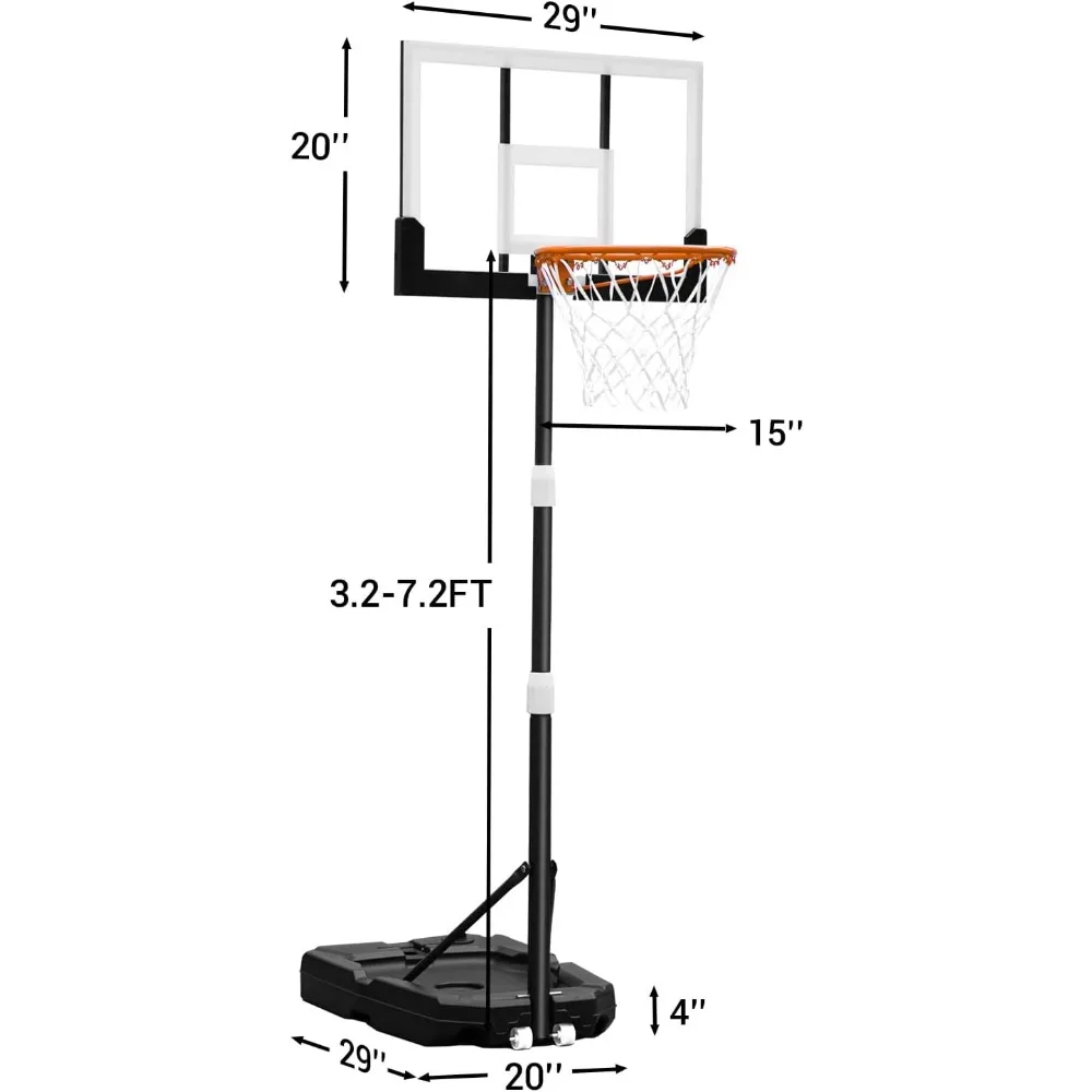 Tragbares Outdoor-Basketballkorbsystem mit bruchsicherem Rückwand und großer Basis, geeignet für Jugendliche und Erwachsene