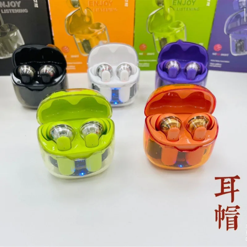 Nuovi auricolari Bluetooth wireless con cancellazione del rumore TUNE FLEX con piccola tecnologia nera con guscio trasparente sportivo a fagiolo di cristallo