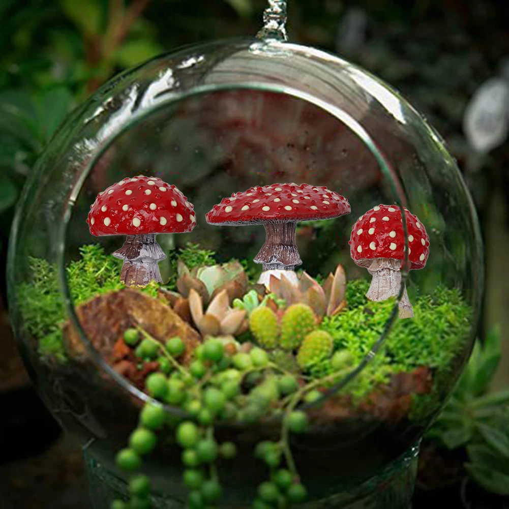 Outdoor Statues Mushroom Decorations Realistic Resin Three Toadstool Wonderful Fungi Garden Luminous Mushrooms