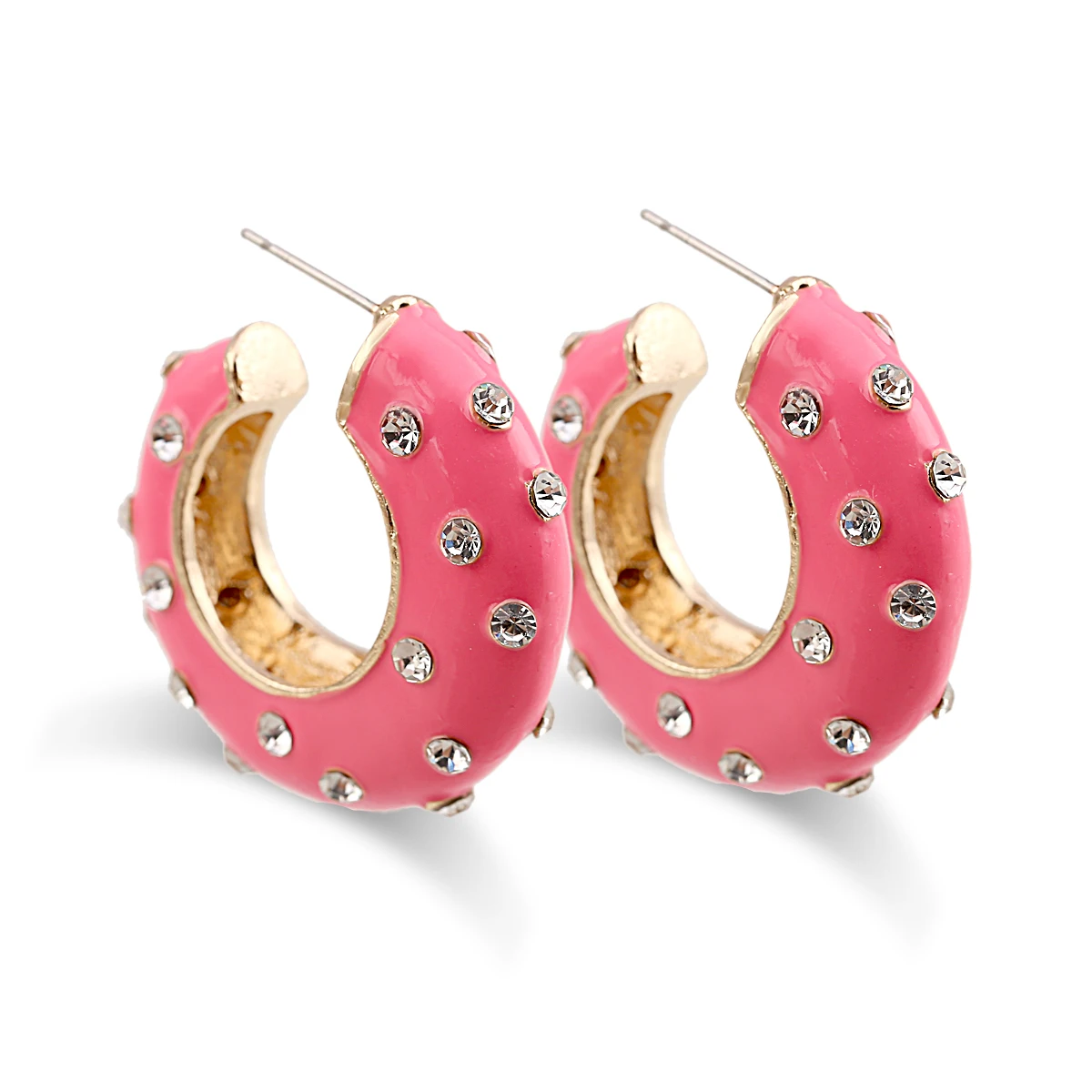 

New Statement Drop Hoop C Earrings for Women Enameled Colorful Fashion Ear-Rings Party Engagement Gifts